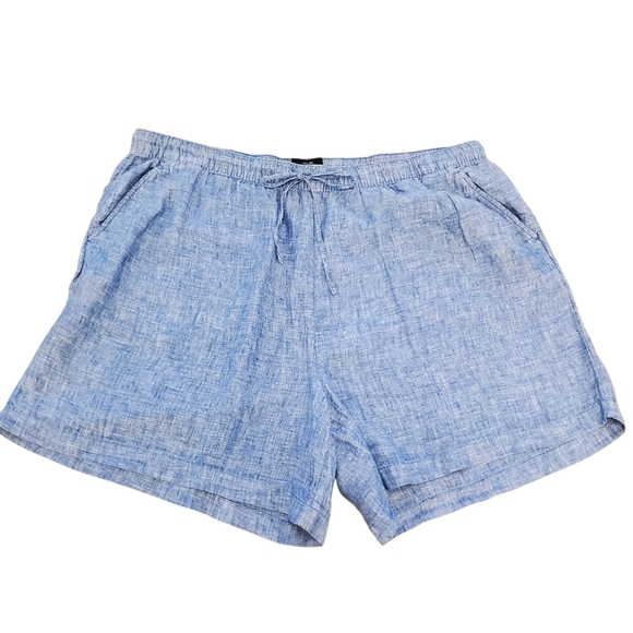 Tahari 100% Linen Drawstring Chambrey Blue Shorts Size 2X - Picture 1 of 7